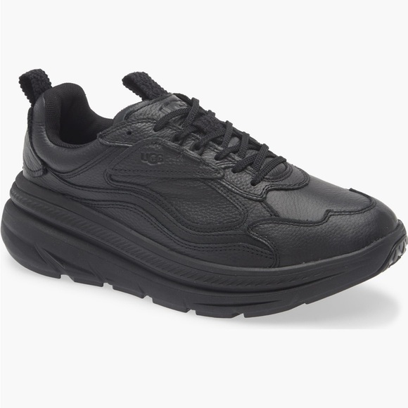 UGG All-Black Leather Sneakers - Picture 1 of 9